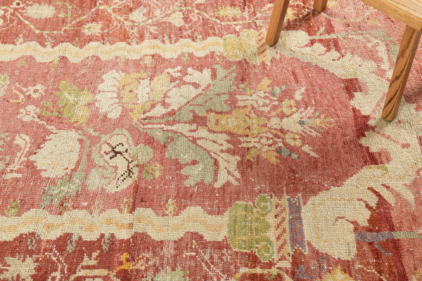 Vintage Turkish Oushak - hand-knotted in Turkey - styled in room setting [#2]