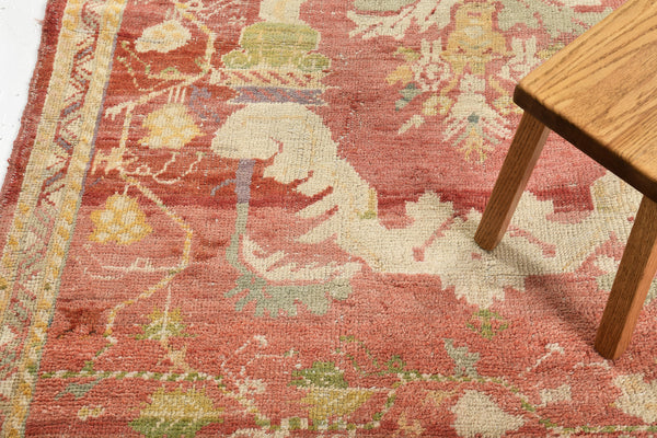 Vintage Turkish Oushak - hand-knotted in Turkey - close-up of weave texture and pile [#2]