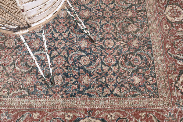 Antique Persian Tabriz 27207 - overhead flat lay view