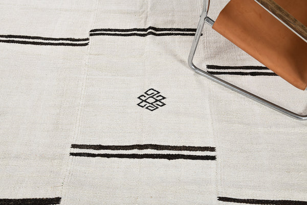 Vintage Turkish Hemp Kilim - flat-weave kilim, hand-knotted in Turkey - styled in room setting [#4]