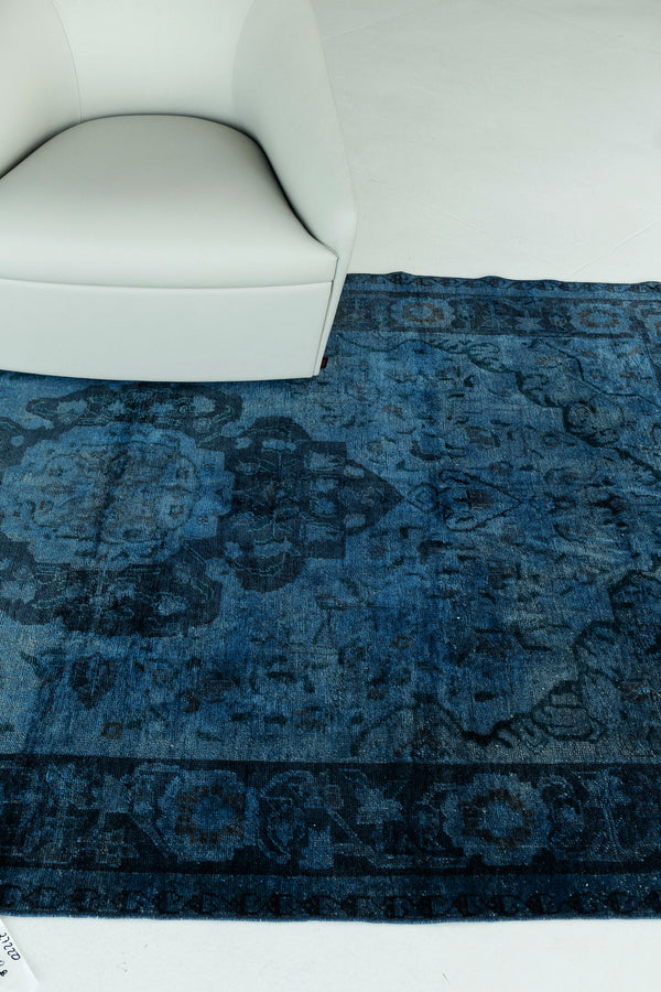 Overdyed Vintage Turkish Anatolian Rug - hand-knotted in Turkey - overhead flat lay view [#7]