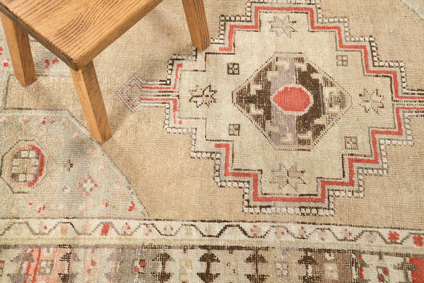 Antique Turkish Oushak Rug - hand-knotted in Turkey - close-up of weave texture and pile [#2]