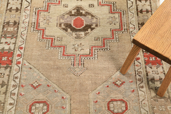 Antique Turkish Oushak Rug - hand-knotted in Turkey - styled in room setting [#2]