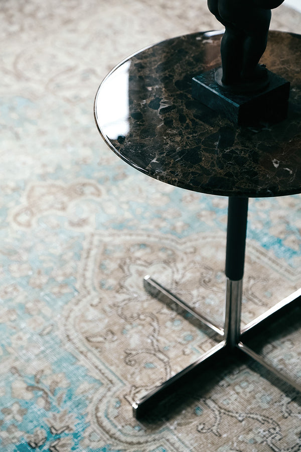 Vintage Tabriz Distressed Rug - overhead flat lay view [#3]
