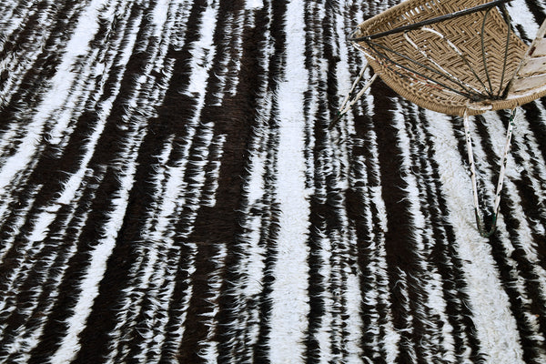 Broussard II, Atlas Collection, Ivory Black - detailed border and fringe
