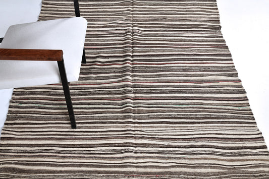 Antique Persian Kilim - flat-weave kilim - close-up of weave texture and pile [#2]