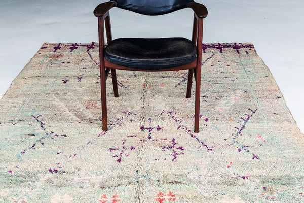 Vintage Moroccan High Atlas Tribe Rug - handwoven in Morocco - styled in room setting