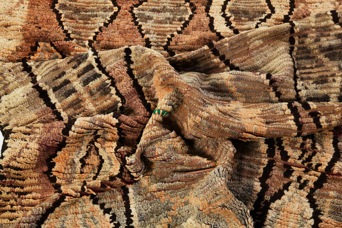 Vintage Moroccan Beni M'Guild Tribe Rug - handwoven in Morocco - full length showing color variation