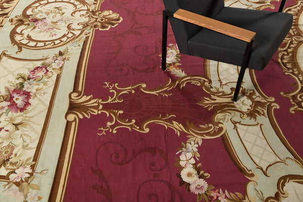 Antique Empire Aubusson MO53 - close-up of weave texture and pile