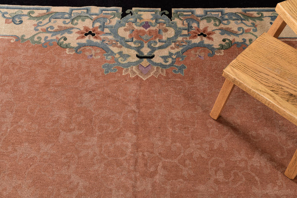 Antique Chinese Peking Rug - hand-knotted in China - detailed border and fringe [#4]