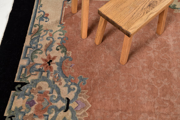 Antique Chinese Peking Rug - hand-knotted in China - styled in room setting [#4]