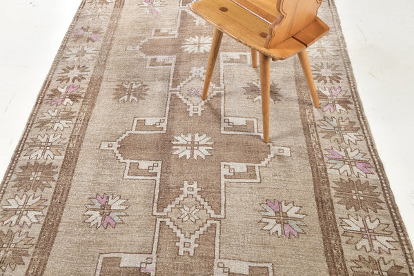 Vintage Turkish Kars Runner - narrow runner, hand-knotted in Turkey - detailed border and fringe [#6]