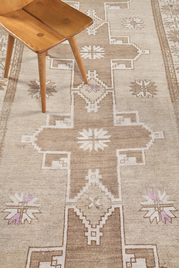 Vintage Turkish Kars Runner - narrow runner, hand-knotted in Turkey - overhead flat lay view [#6]
