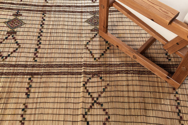 African Tuareg Mat - African handwoven - detailed border and fringe [#4]