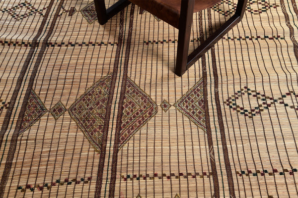 African Tuareg Mat - African handwoven - styled in room setting [#7]