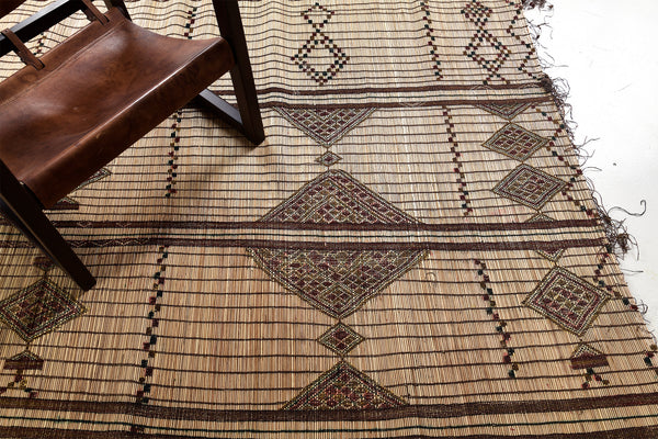 African Tuareg Mat - African handwoven - detailed border and fringe [#7]