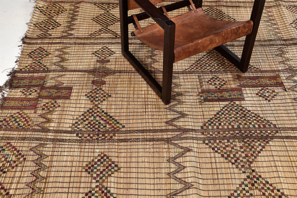 African Tuareg Mat - African handwoven - styled in room setting [#8]