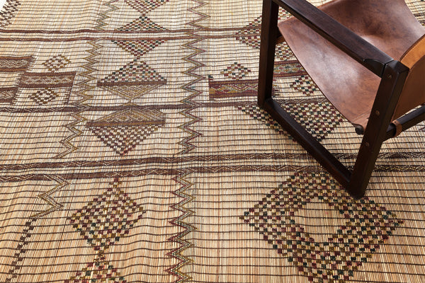 African Tuareg Mat - African handwoven - detailed border and fringe [#8]