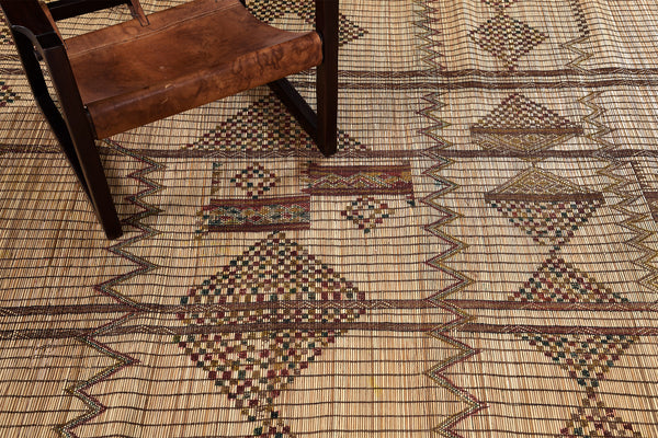 African Tuareg Mat - African handwoven - full length showing color variation [#8]