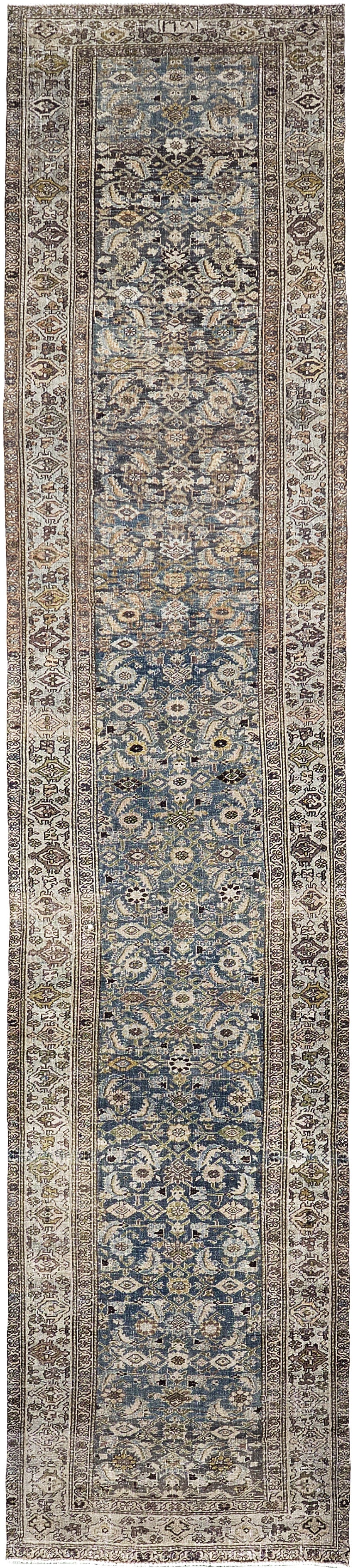 Antique Persian Bidjar Runner - narrow runner - one-of-a-kind handmade area rug [#1]