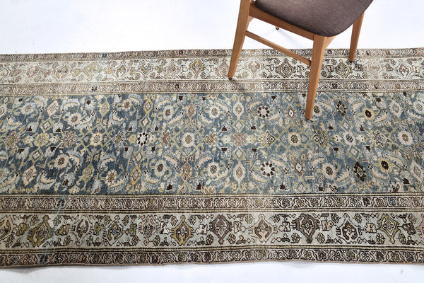 Antique Persian Bidjar Runner - narrow runner - full length showing color variation [#1]