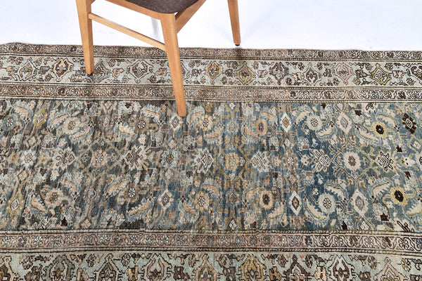 Antique Persian Bidjar Runner - narrow runner - detailed border and fringe [#1]