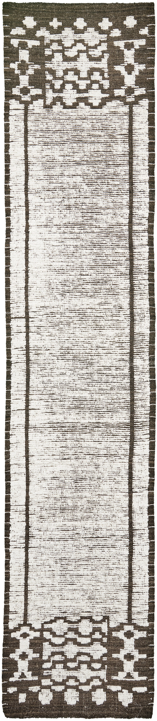 Yedder Runner, Nomad Collection, Ivory Brown - narrow runner - one-of-a-kind handmade area rug [#3]