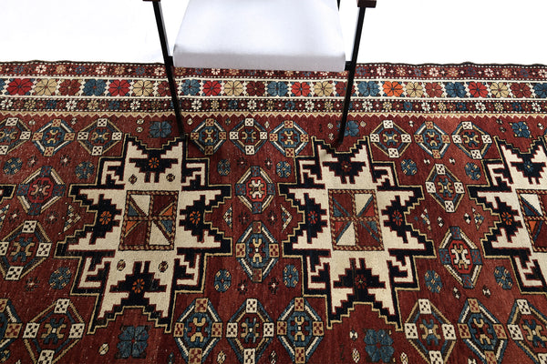 Antique Caucasian Kuba - overhead flat lay view