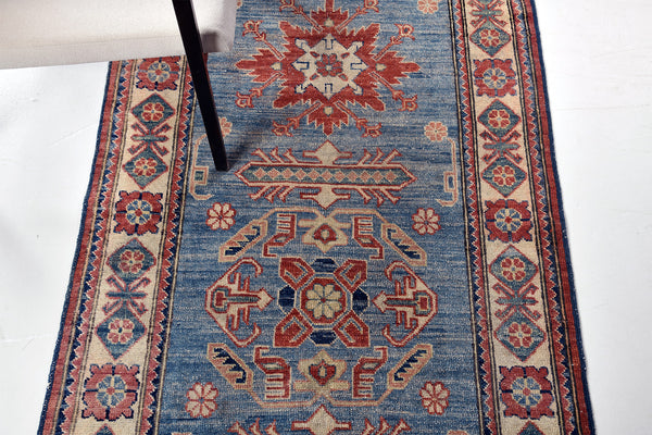 Kazak Revival Runner - artisan revival weave - overhead flat lay view