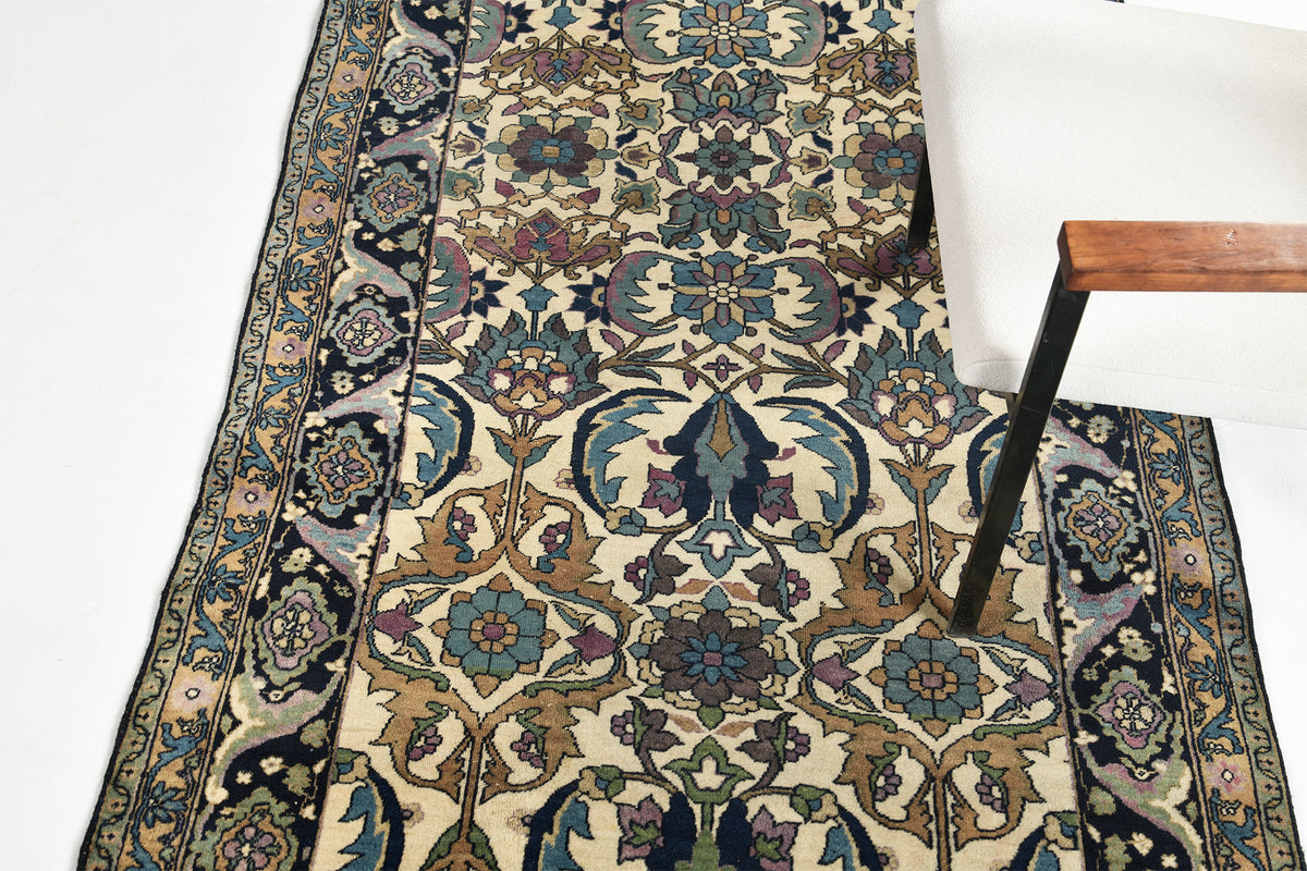 Antique Persian Tehran Farahan Runner - narrow runner - overhead flat lay view