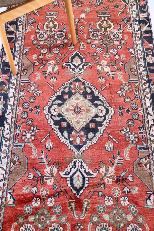 Vintage Persian Hamedan Runner - narrow runner - overhead flat lay view