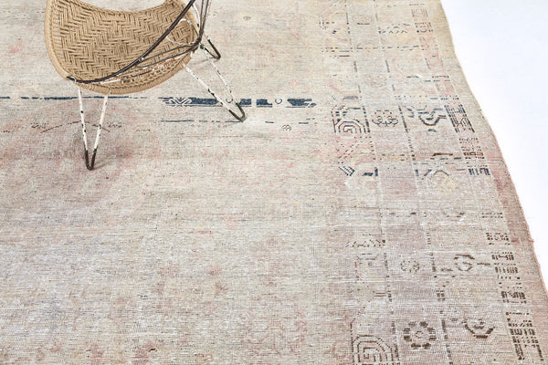 Antique Turkestan Khotan - East Turkestan Khotan - close-up of weave texture and pile [#2]