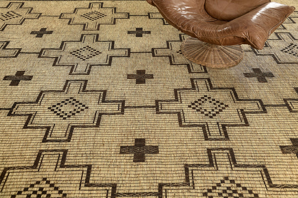 African Tuareg Mat - African handwoven - detailed border and fringe [#9]