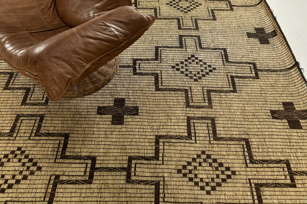 African Tuareg Mat - African handwoven - close-up of weave texture and pile [#9]
