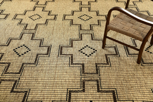 African Tuareg Mat - African handwoven - styled in room setting [#10]