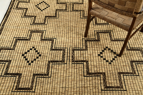 African Tuareg Mat - African handwoven - detailed border and fringe [#10]