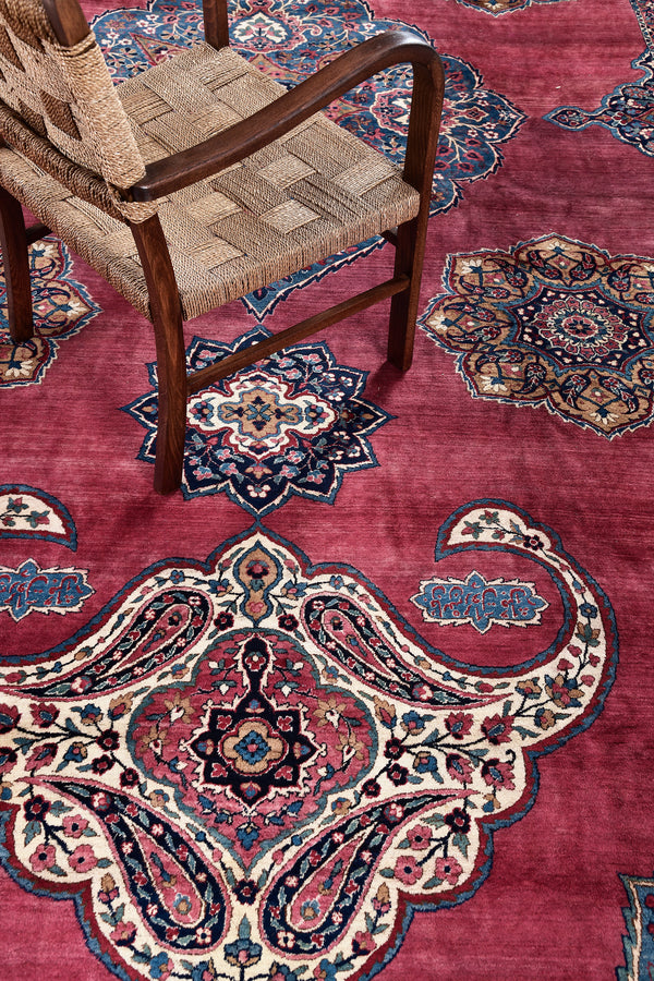 Vintage Persian Kerman - reverse side showing construction [#1]
