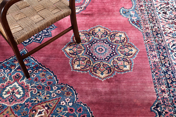 Vintage Persian Kerman - close-up of weave texture and pile [#1]