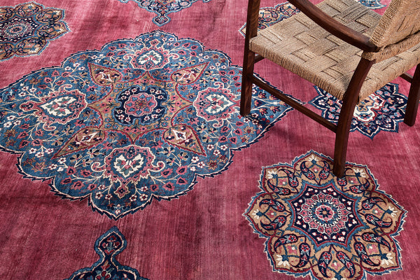 Vintage Persian Kerman - overhead flat lay view [#1]