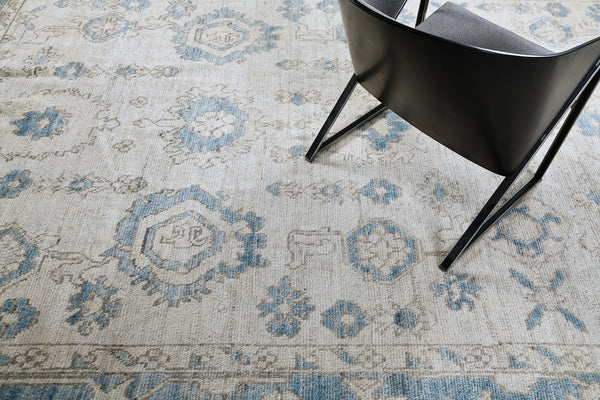 Oushak Revival Gallery Size, Domicile Collection - close-up of weave texture and pile