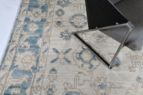 Oushak Revival Gallery Size, Domicile Collection - corner detail highlighting craftsmanship