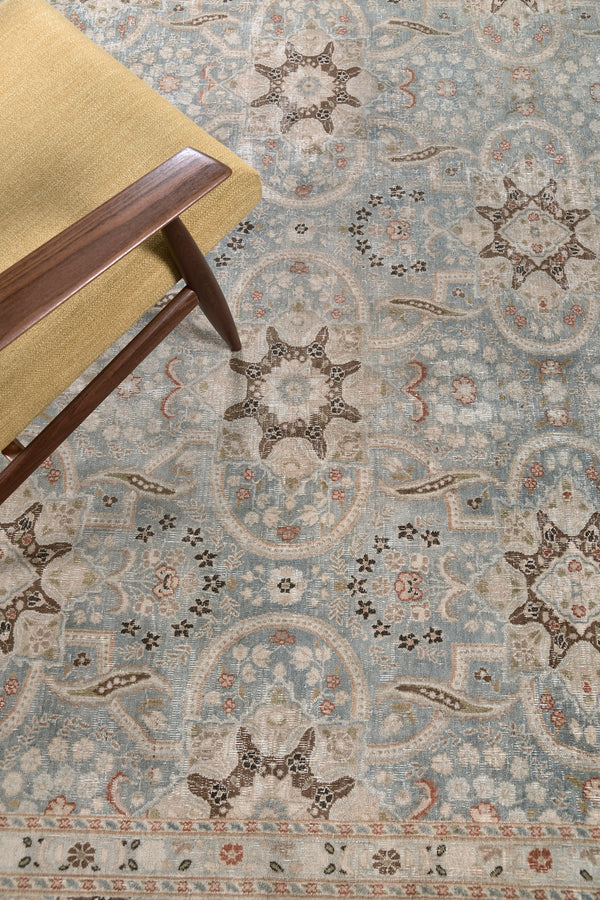 Antique Persian Mashad - overhead flat lay view [#2]