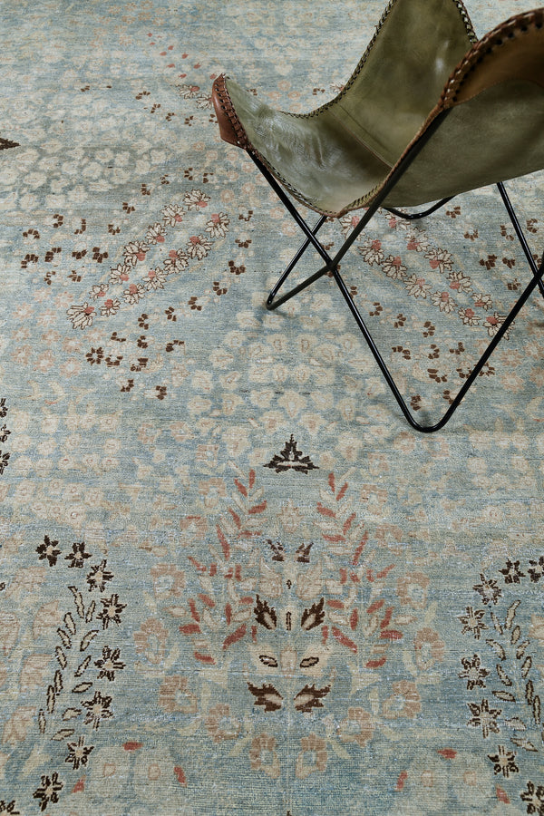 Antique Persian Mashad - overhead flat lay view [#4]