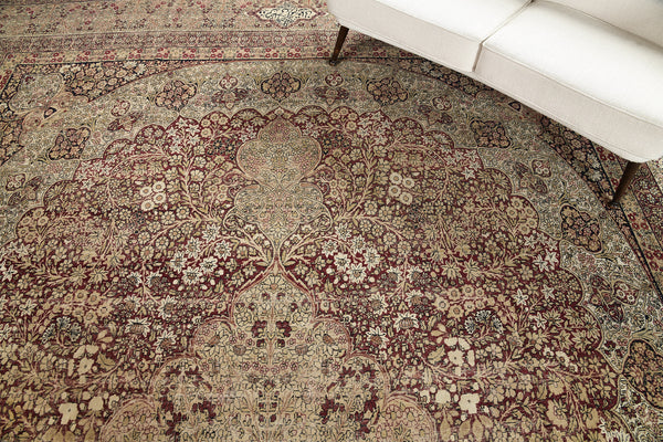 Antique Persian Kermanshah - close-up of weave texture and pile