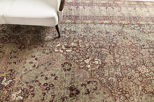 Antique Persian Kermanshah - overhead flat lay view