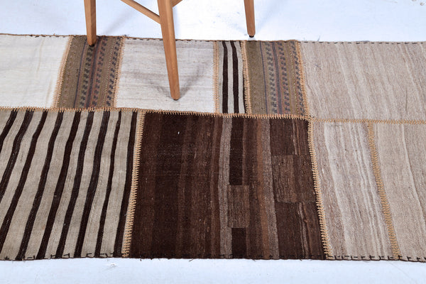Antique Persian Ghashghaei Kilim Runner - flat-weave kilim - overhead flat lay view [#1]