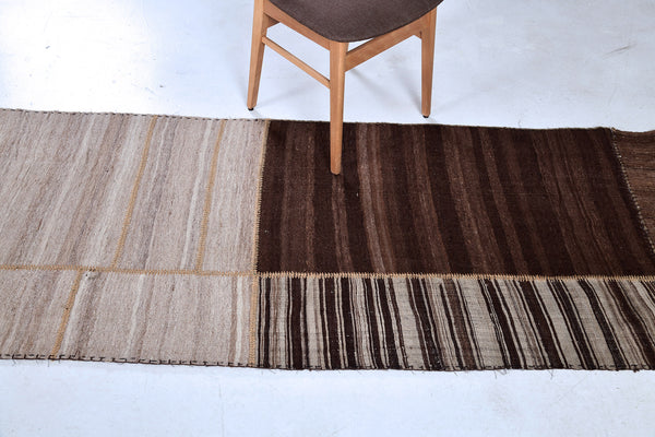 Antique Persian Ghashghaei Kilim Runner - flat-weave kilim - full length showing color variation [#1]