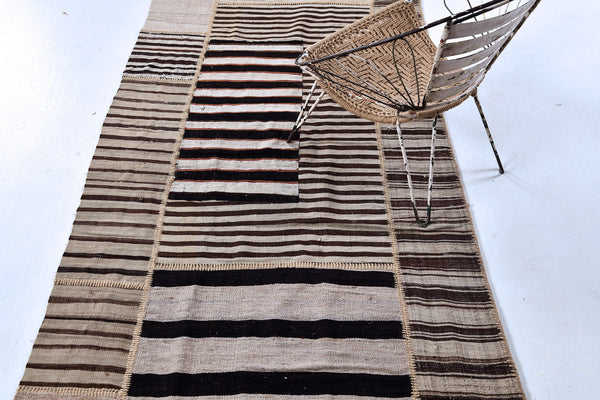 Antique Persian Ghashghaei Kilim Runner - flat-weave kilim - detailed border and fringe [#2]