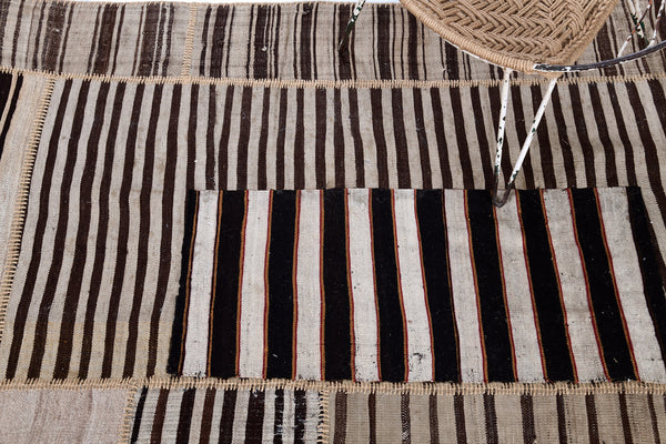 Antique Persian Ghashghaei Kilim Runner - flat-weave kilim - overhead flat lay view [#2]