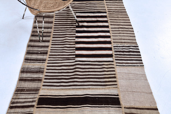 Antique Persian Ghashghaei Kilim Runner - flat-weave kilim - full length showing color variation [#2]